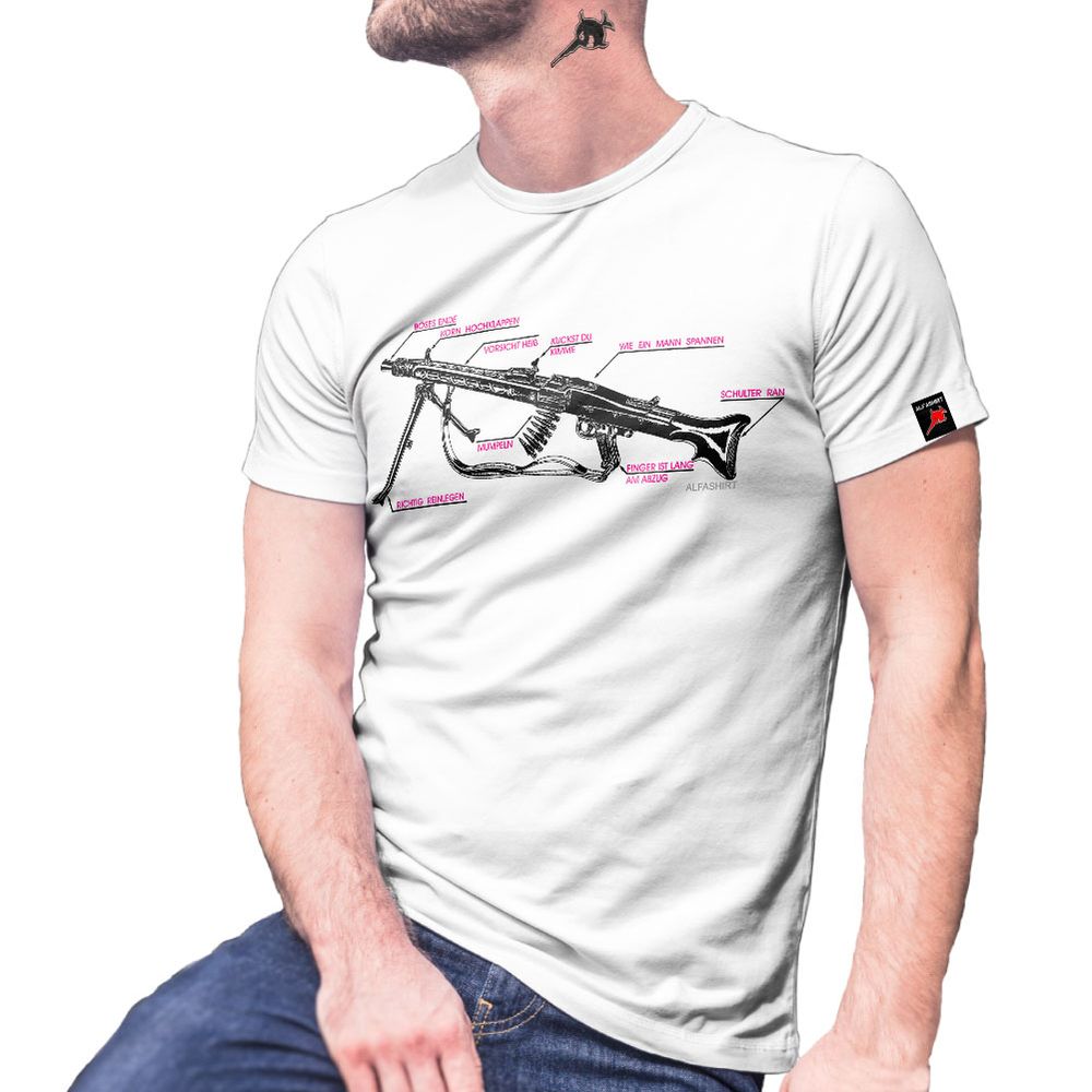 Evil MG Instructions Bundeswehr MG3 MG42 Basic Education Humor Fun T Shirt # 29068