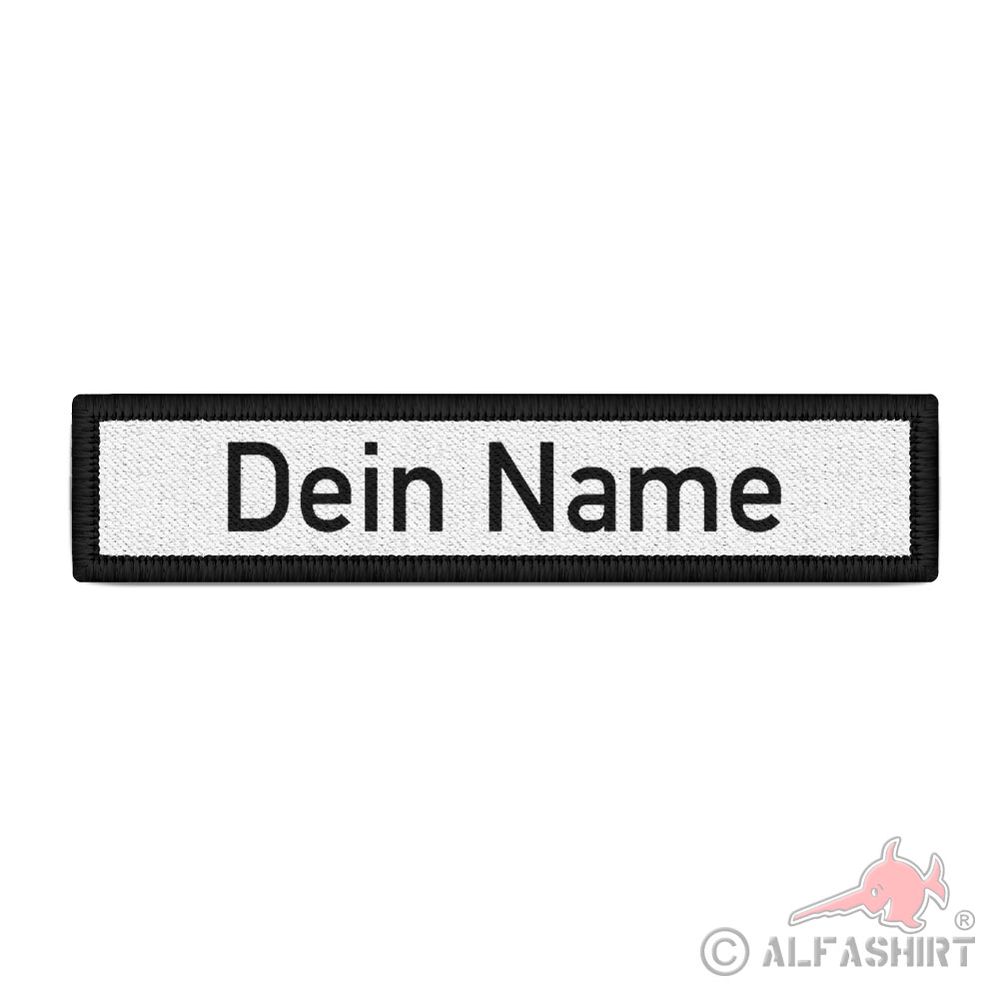 Personalisierbarer Namenspatch weiß mit schwarzer Schrift #38331