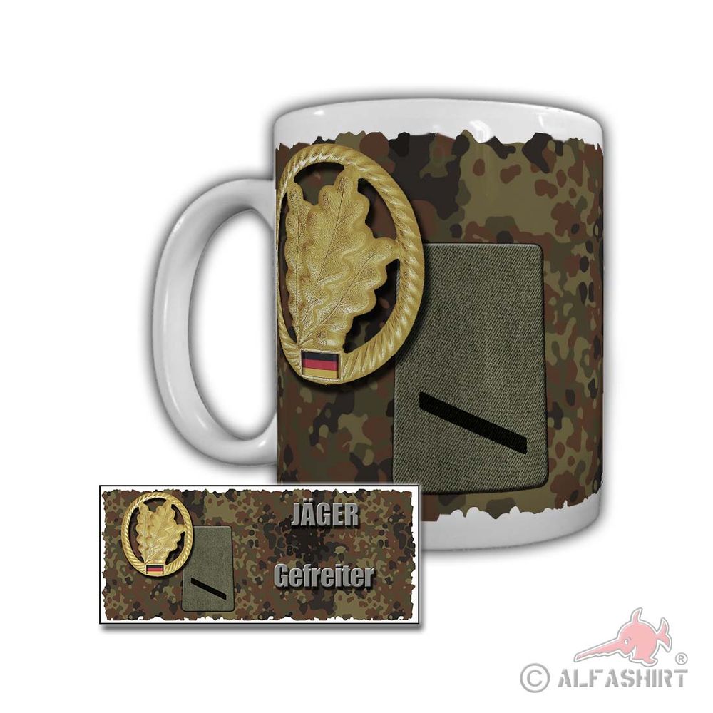 Tasse Jäger Gefreiter Rangabzeichen BW Dienstgrad Gefr G OR Bundeswehr #29707