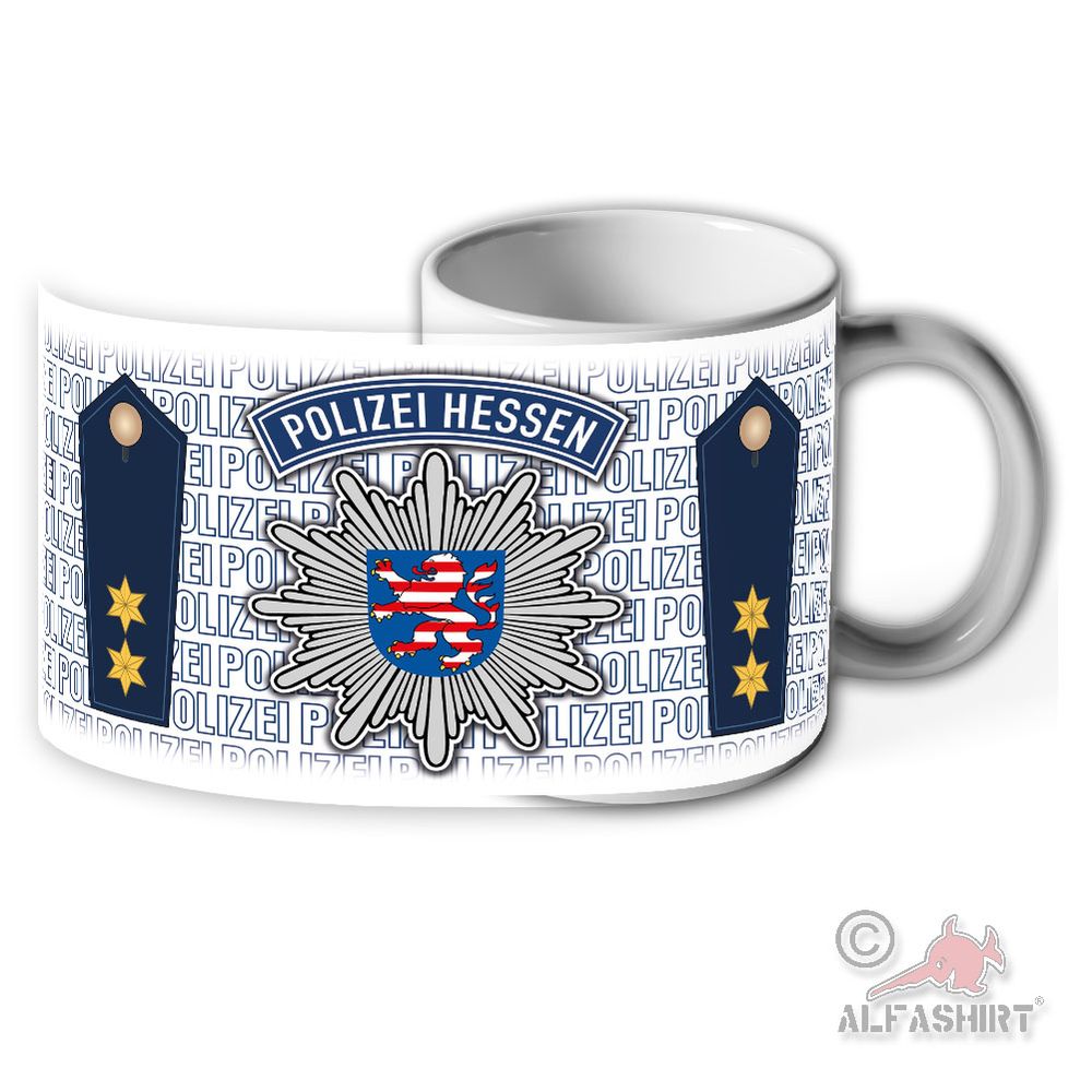 Tasse Polizei Hessen Polizeistern Dienstgrad Schulterklappen Oberrat  #45498
