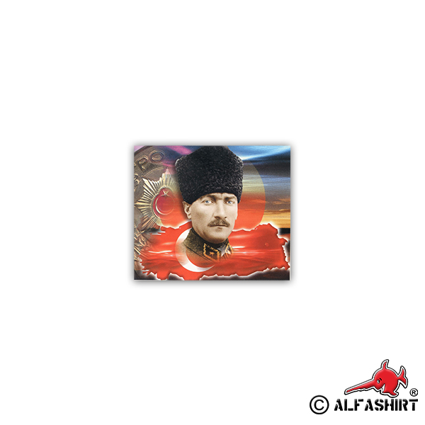 Sticker Mustafa Kemal Ataturk Republic Officer Turkey 8x7cm A2475