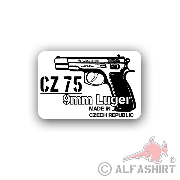 CZ 75 9mm Luger Sticker Aufkleber Pistole Automatik 9mm Luger 10x7cm #A4449