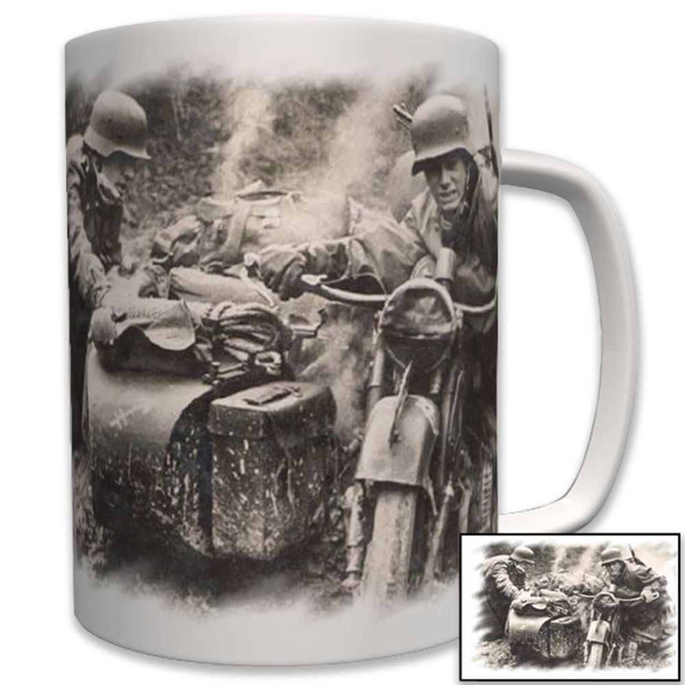 R 12 Motorrad mit Beiwagen Gespann Gelände Foto WK 2 - Tasse #6851