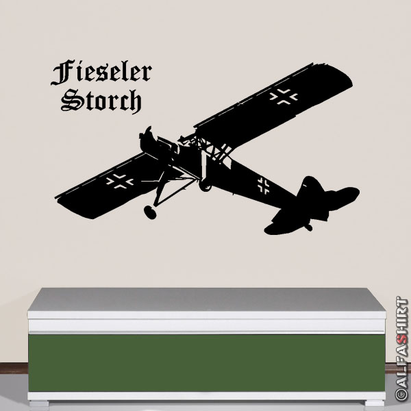 Wandtattoo Fieseler Storch Fi 156STOL Flugzeug Verbindungsflugzeug 79x45cm#A1553
