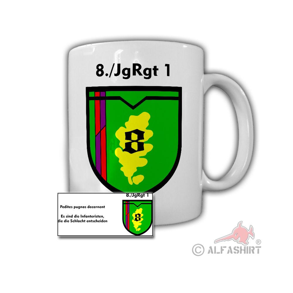 Tasse 8 Jägerregiment 1 Becher BW DZE Andenken Geschenk Bundeswehr JgRgt  #30728