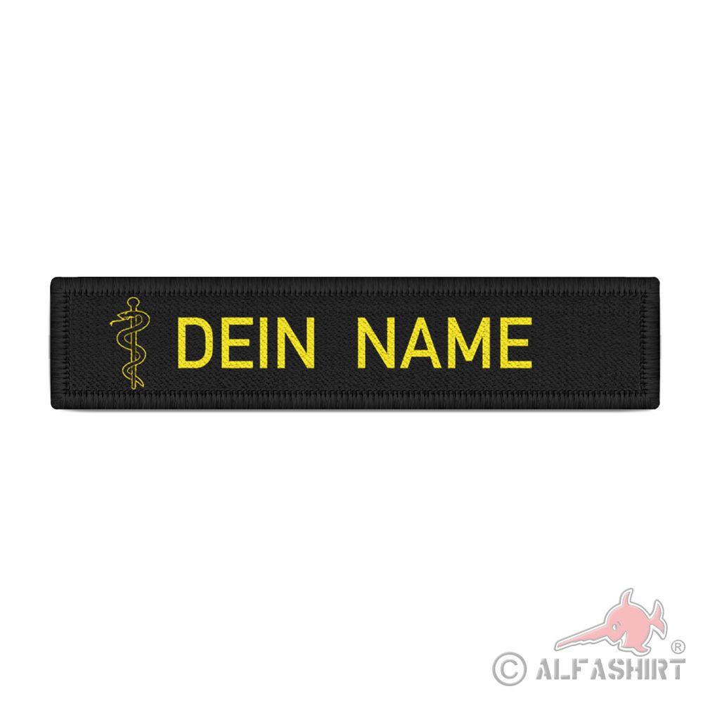 Patch Namensschild schwarz Äskulap Stab Arzt Notarzt Rettungdienst Name #38389