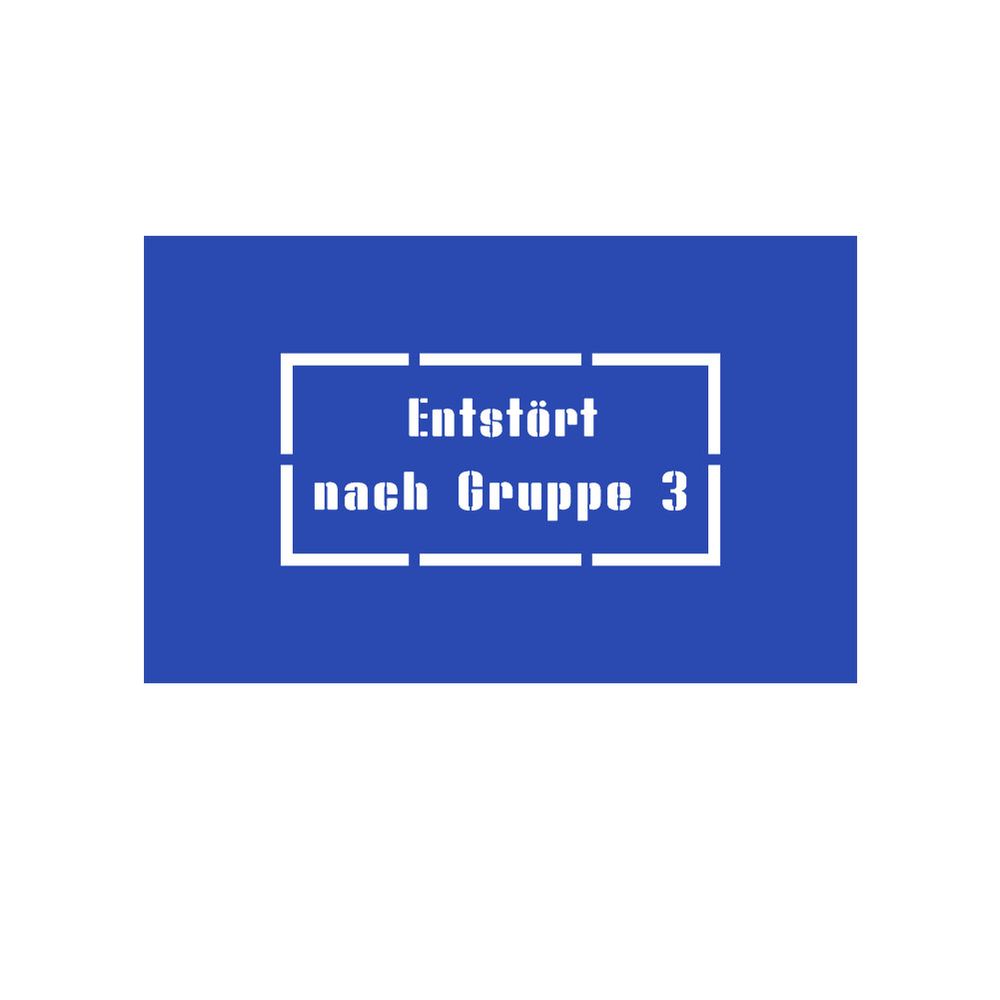 Lackierschablonen-Aufkleber Entstört nach Gruppe 3 Stencil Schablone 7x3cm#A5280