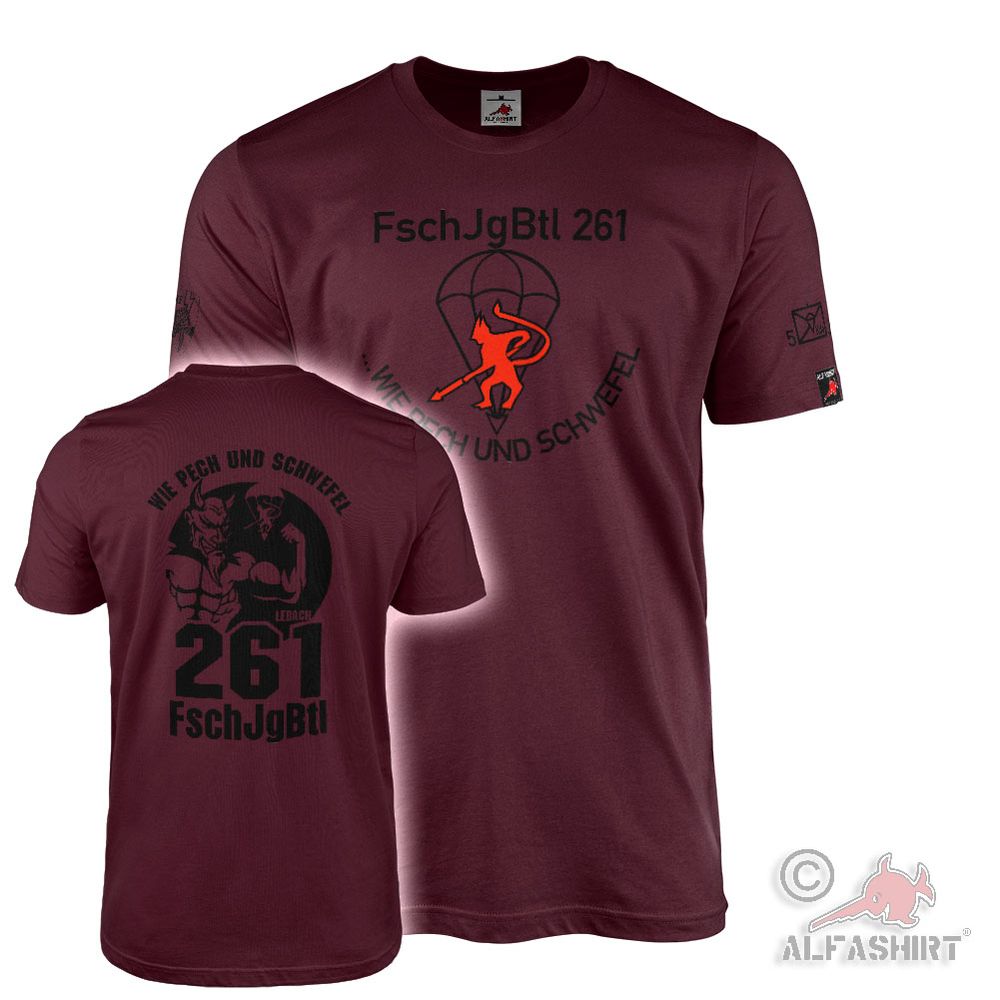 T Shirt FschJgBtl Fallschirmjägerbataillon 261 Wie Pech und Schwefel 5 #45591