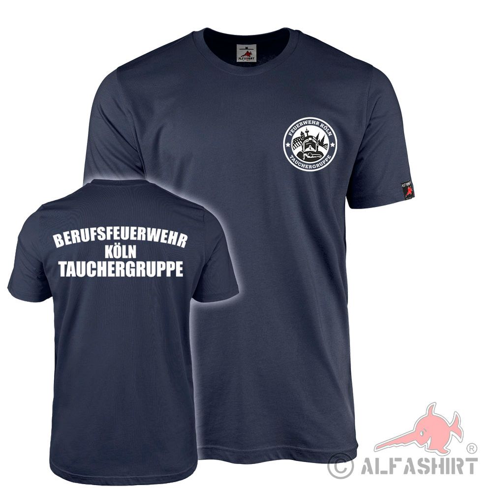 Feuerwehr Köln Tauchergruppe-Mit Rücken FLOCKdruck T-Shirt #K01500