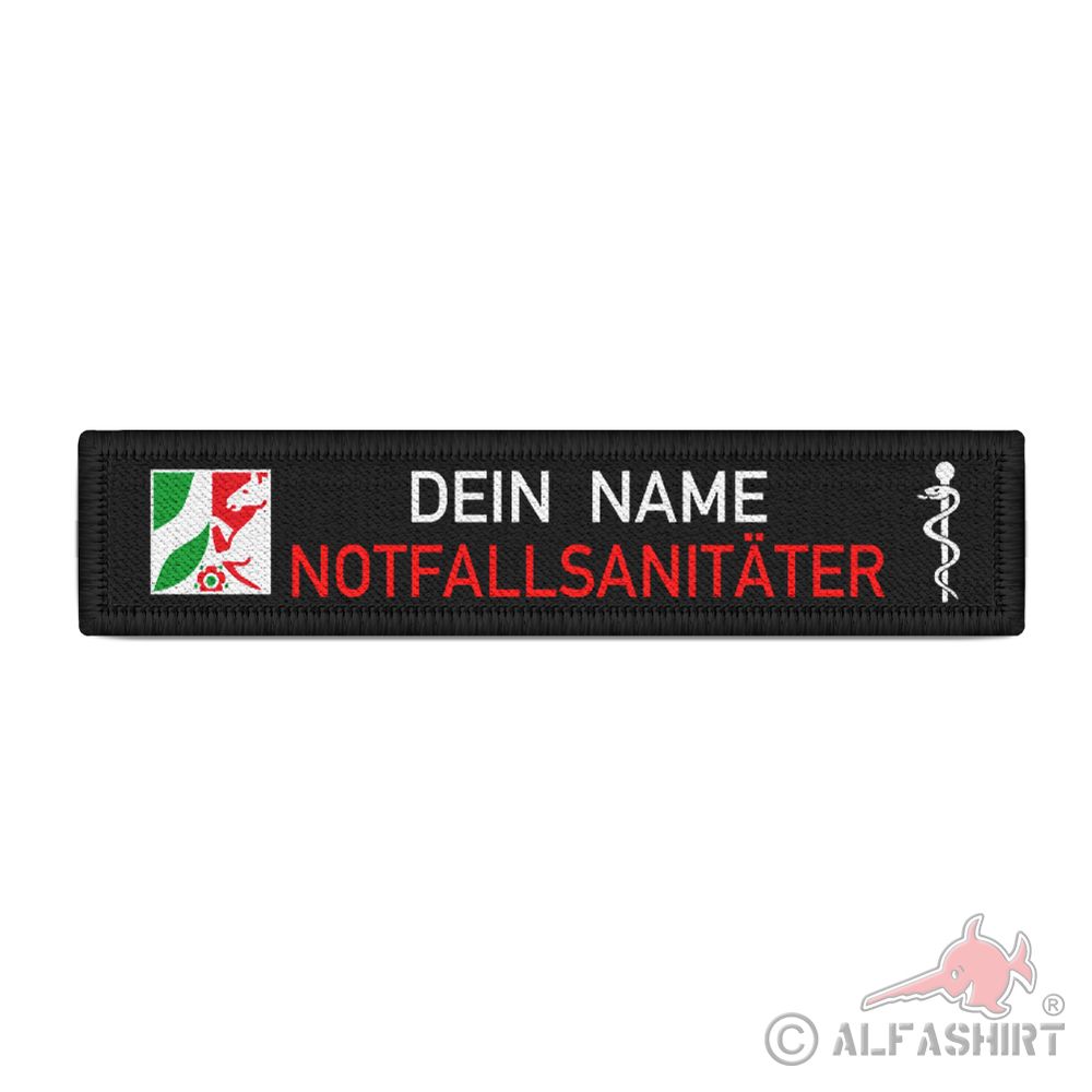 Namensschild NOTFALLSANITÄTER NRW Namen-Schild Patch Feuerwehr Name #38696