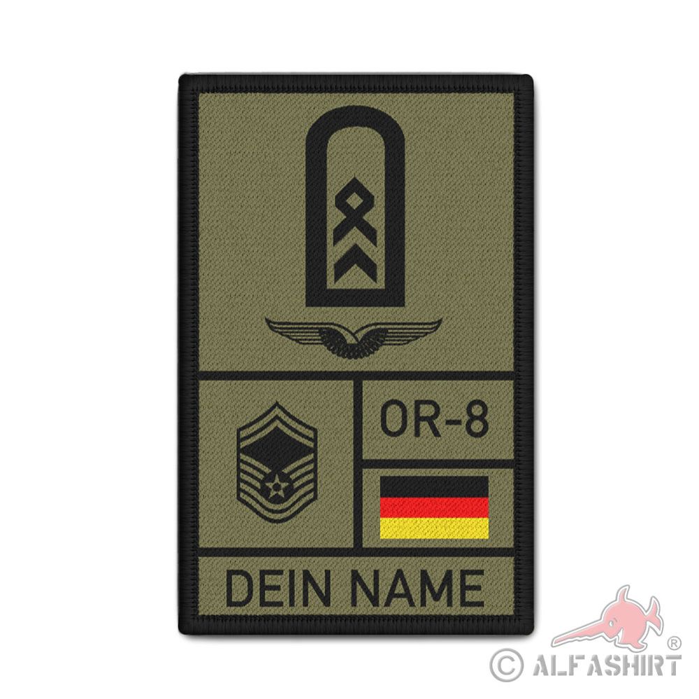 Rank Patch oliv personalisiert BW Dienstgrad Luftwaffe Schwinge #42927
