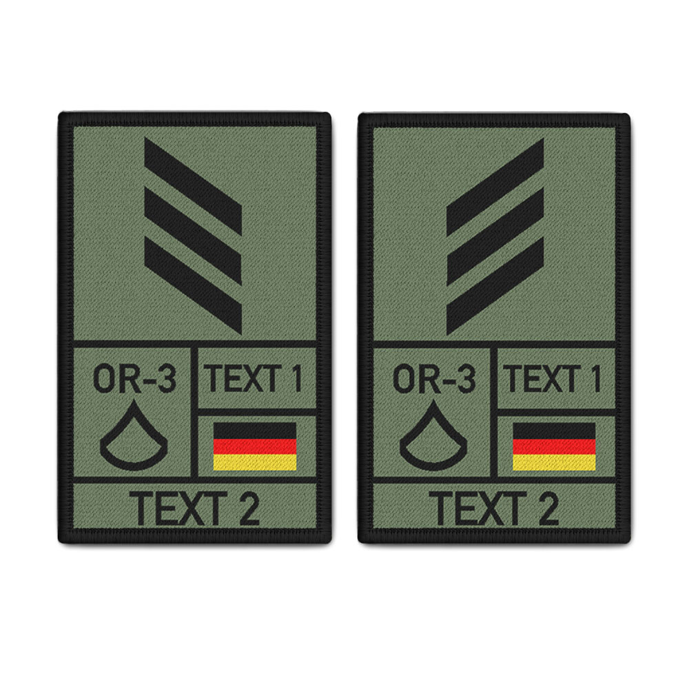 Rank Patch Set 9,8x6cm Hauptgefreiter Oliv mit Namen Bundeswehr BW#41349