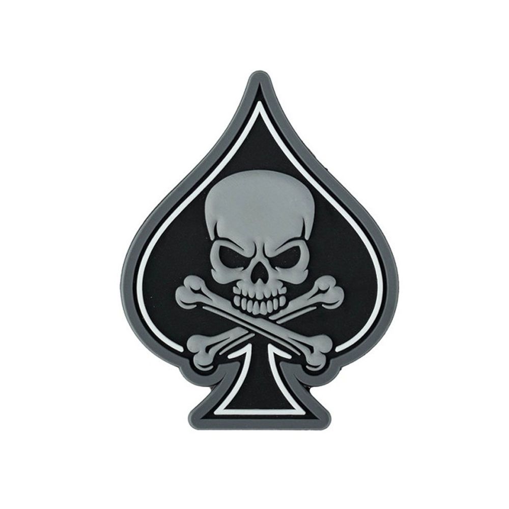 3D Rubber Patch PVC Ass Pik Spades Schädel Knochen Skull Bones Airsoft#47804