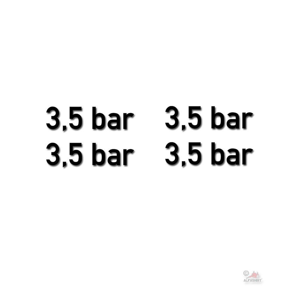 MATT 3,5 bar Reifendruck Offroad Wohnmobil Din Schrift Luftdruck 4x 7x2 cm A5009