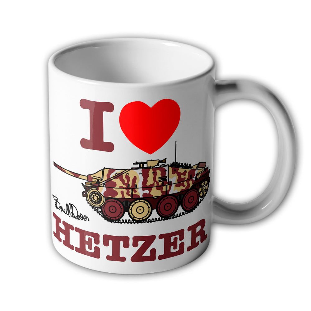 BRULLDOZER Tasse I Love Hetzer TYP2 Jagdpanzer 38 Herbst Camo WW2 Fan Tank Becher #47425