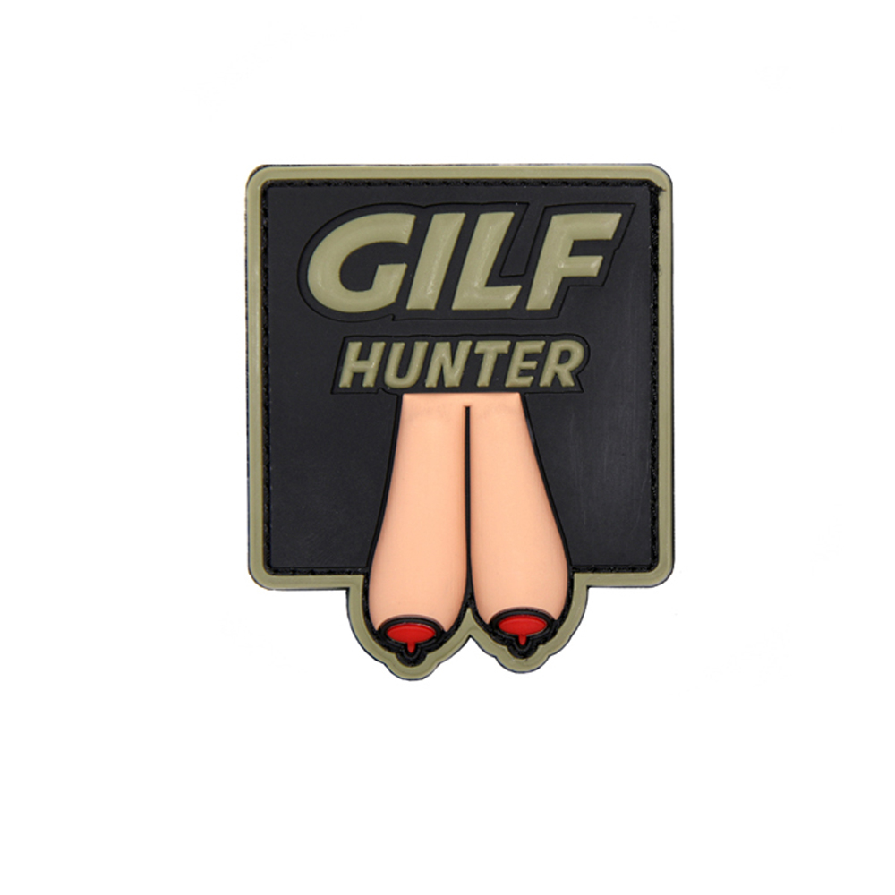 3D Rubber Gilf Hunter Patch Brust Airsoft Paintball Alfashirt 8  x 6 cm#26947
