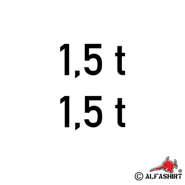 Sticker tons lettering for trailer BW Din font 2cm A1712