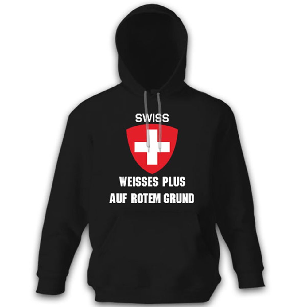 Swiss weisses Plus auf rotem Grund Schweiz Humor Fun - Kapuzenpullover #13640