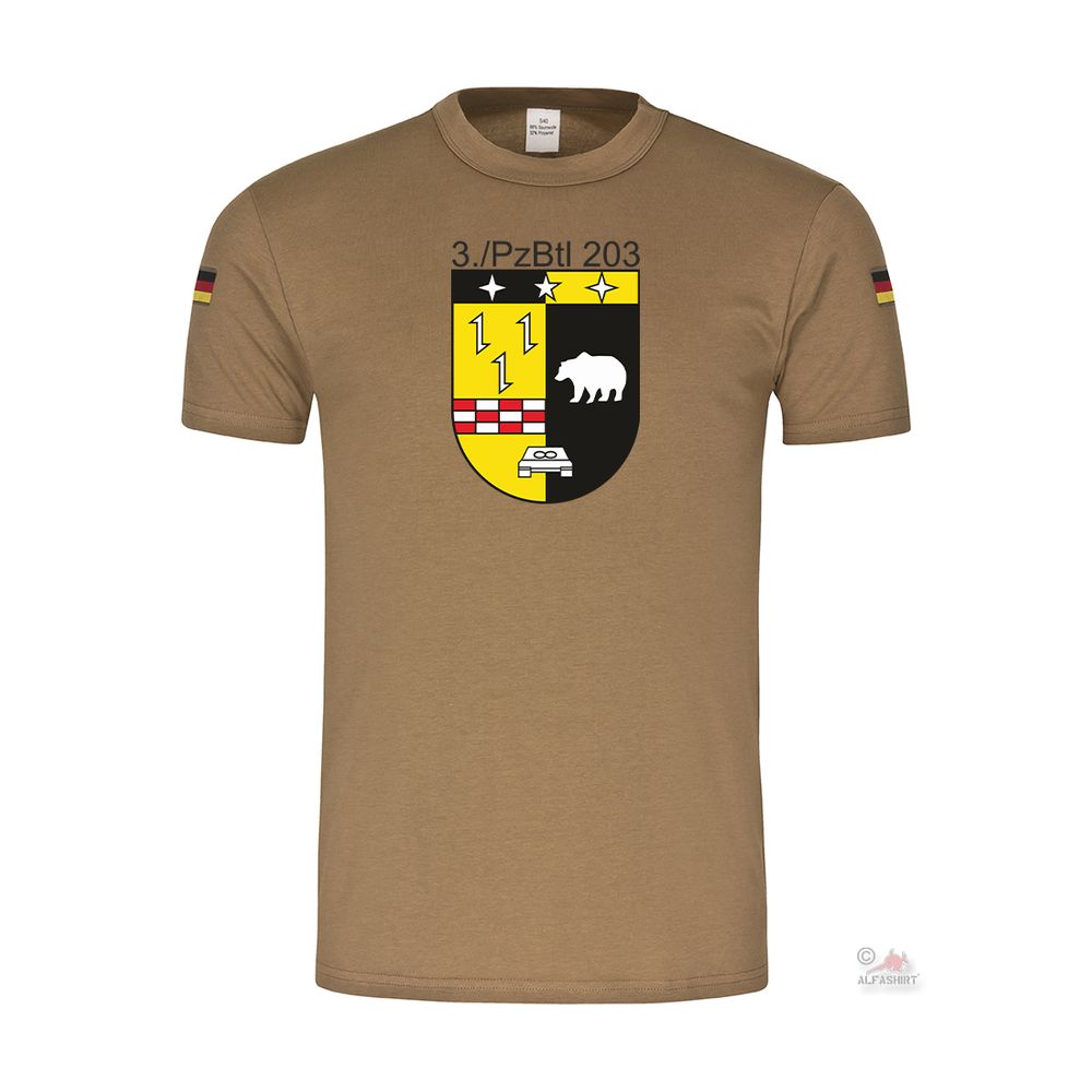 BW Tropics 3 Pzbtl 203 Bundeswehr Tank Battalion Coat of Arms Unit T-Shirt # 42224 BW Tropics 3 Pzbtl 203 Bundeswehr Tank Battalion Coat of Arms Unit T-Shirt # 42224