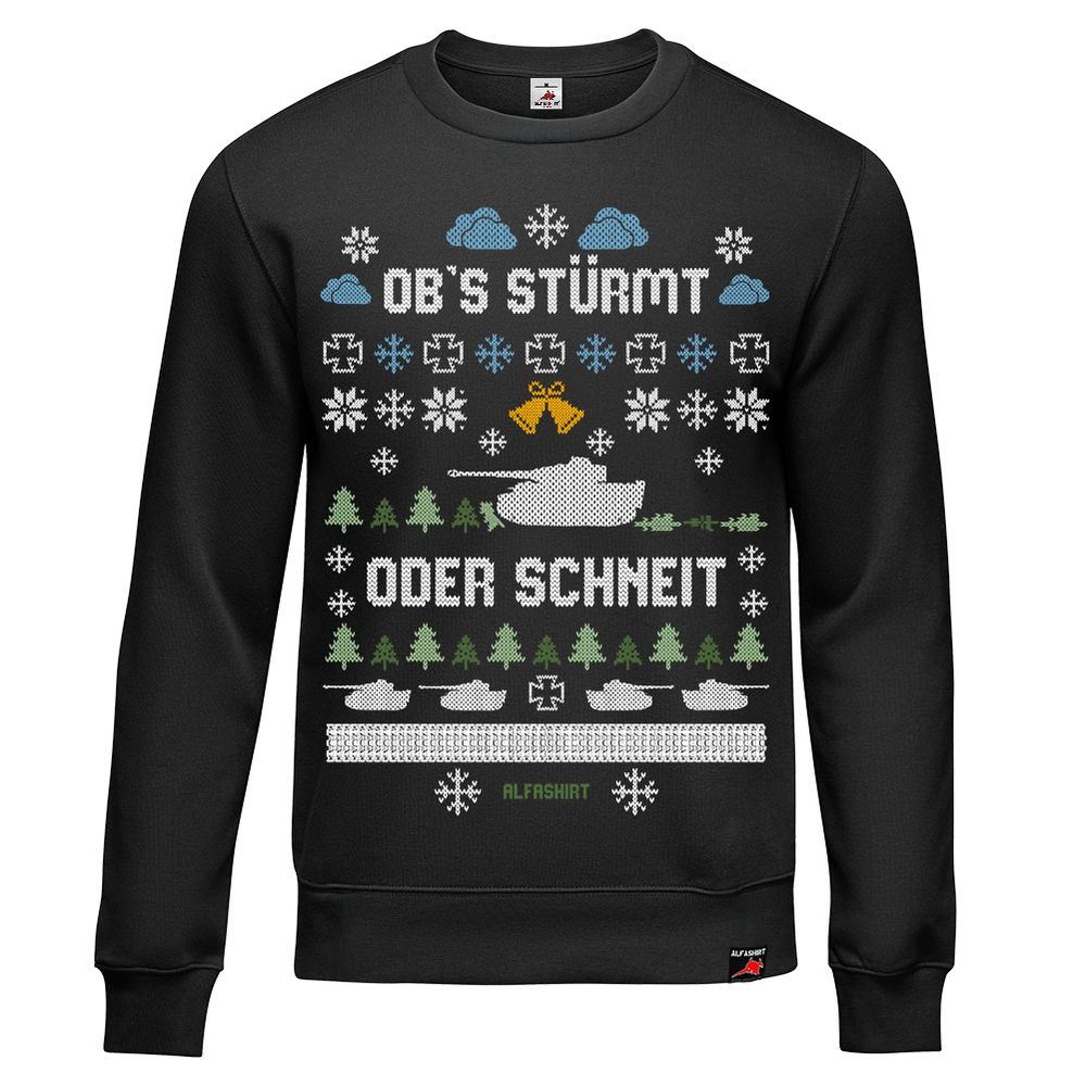 Obs stürmt oder schneit X-Mas Sweater Panzerlied Weihnachten Pullover#47141