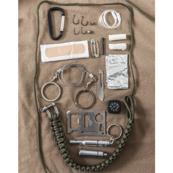 SURVIVAL KIT Typ - Bear PARACORD Überleben-Set Notfall Prepper Kompass Angel