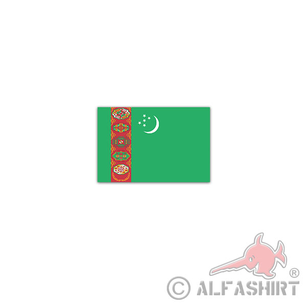 Aufkleber/Sticker Turkmenistan Flagge Republik Türkmenistan Fahne 11x7cm A3025