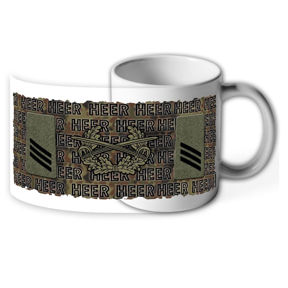 Tasse Heer Dienstgrad Hauptgefreiter Barettabzeichen Säbel Schulterklappe Soldat Mannschaften #46732
