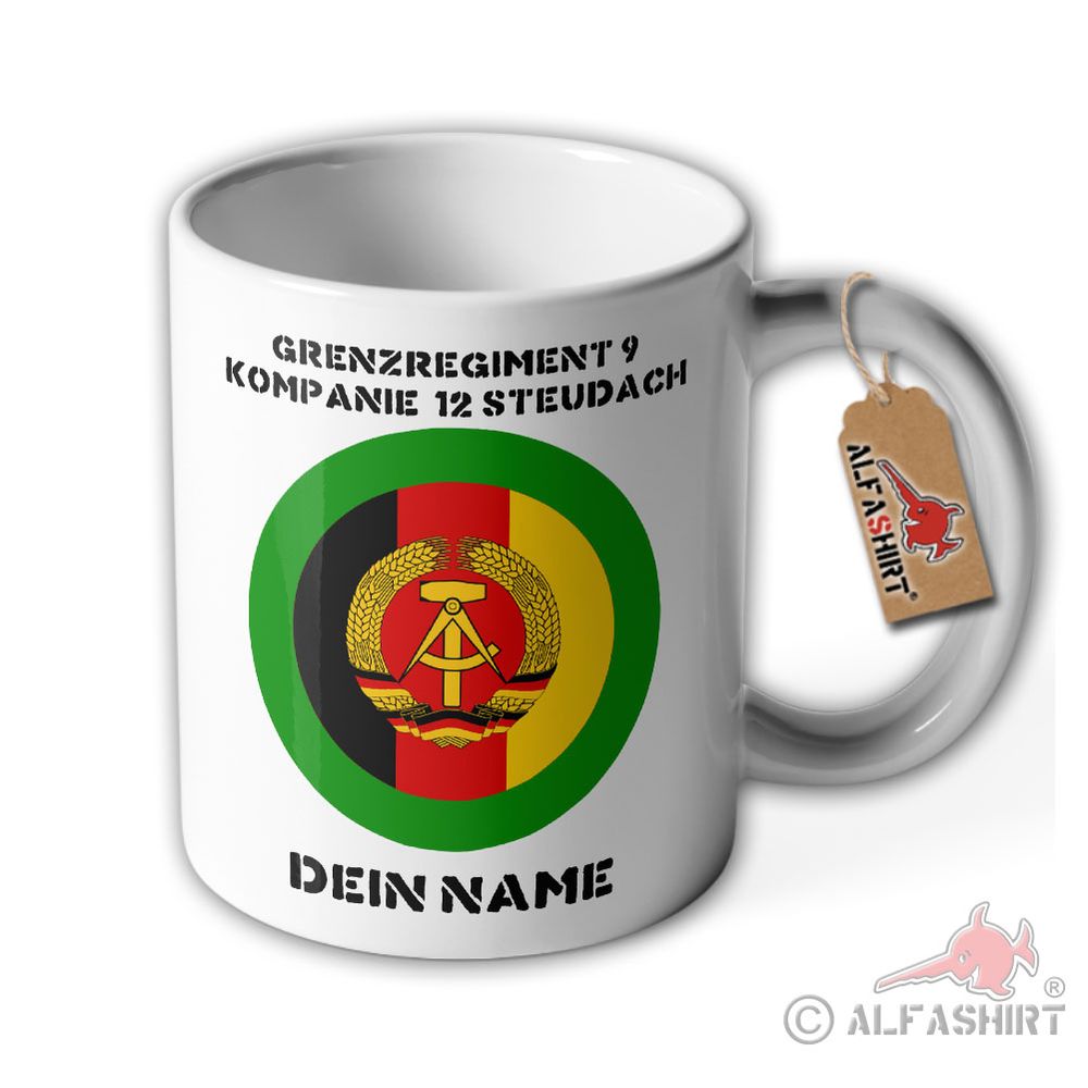 Tasse personalisiert Gernzregiment 9 Kompanie 12 Steudach DDR NVA #43370