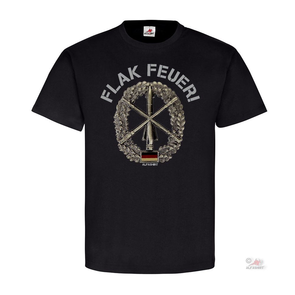 Flak Feuer Heeresflugabwehrtruppe Bw Flugabwehrsystem Abzeichen T Shirt #20814