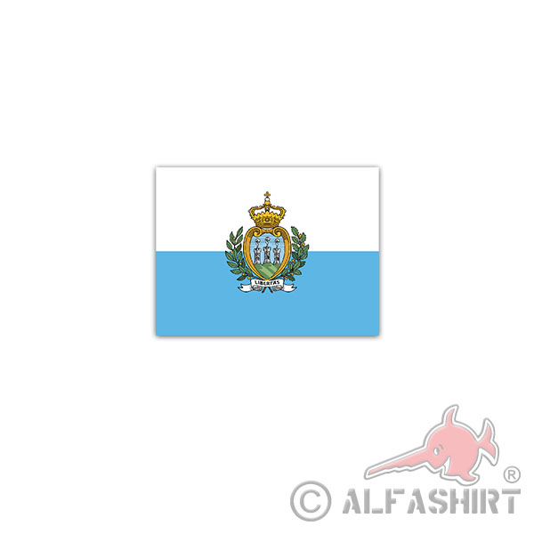 Sticker Republic of San Marino Flag Repubblica Coat of Arms Flag 9x7cm A3020