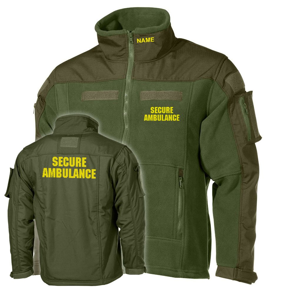 Combat Fleecejacke Secure Ambulance Gestickt Sanitäter Notarzt Doktor #36083