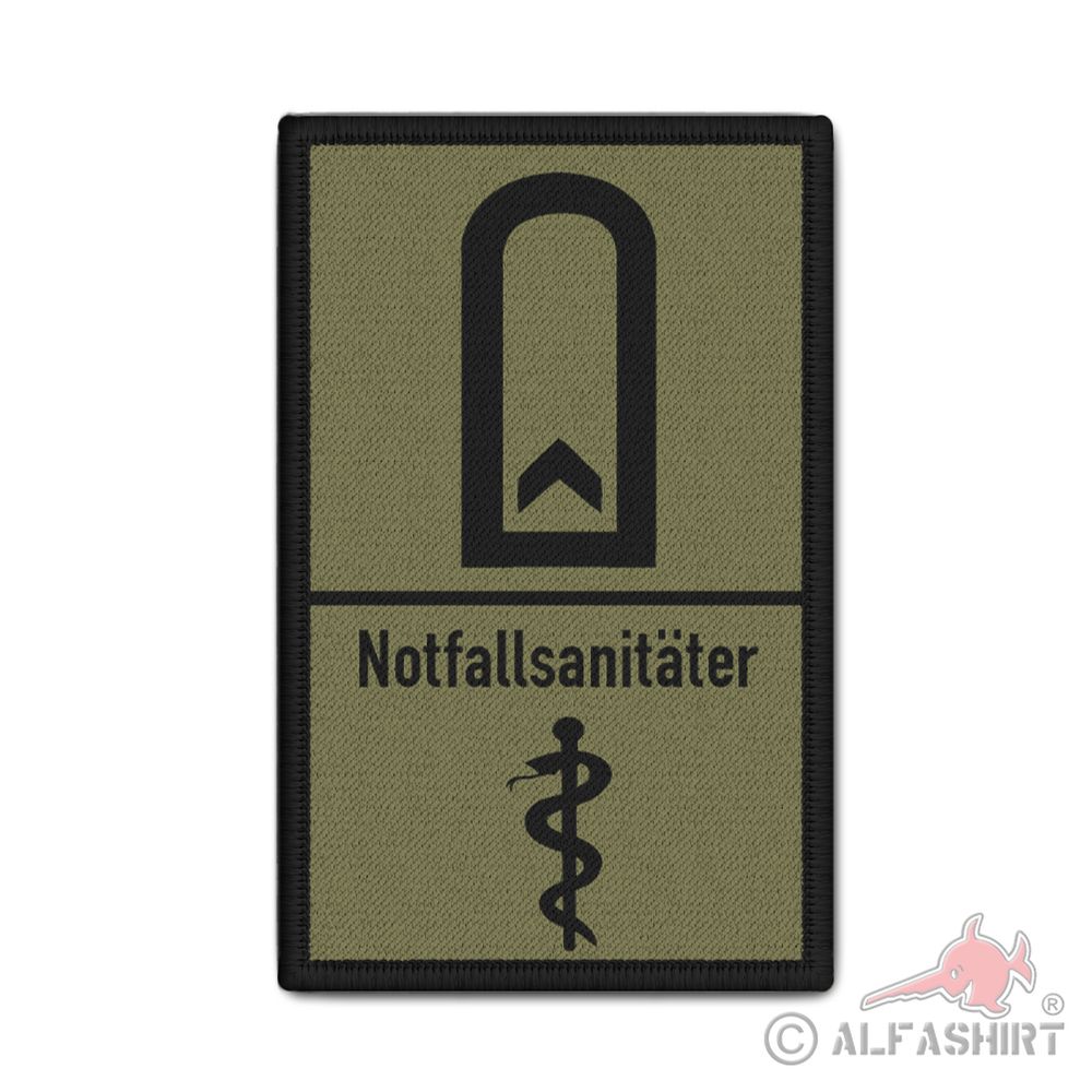 Patch Feldwebel Notfallsanitäter Äskulapstab Rank Patch Sanitäter 9,8x6cm #41041