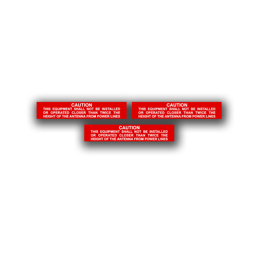 Aufkleber 3er Set Caution Equipment shall not be installed operated #A6419