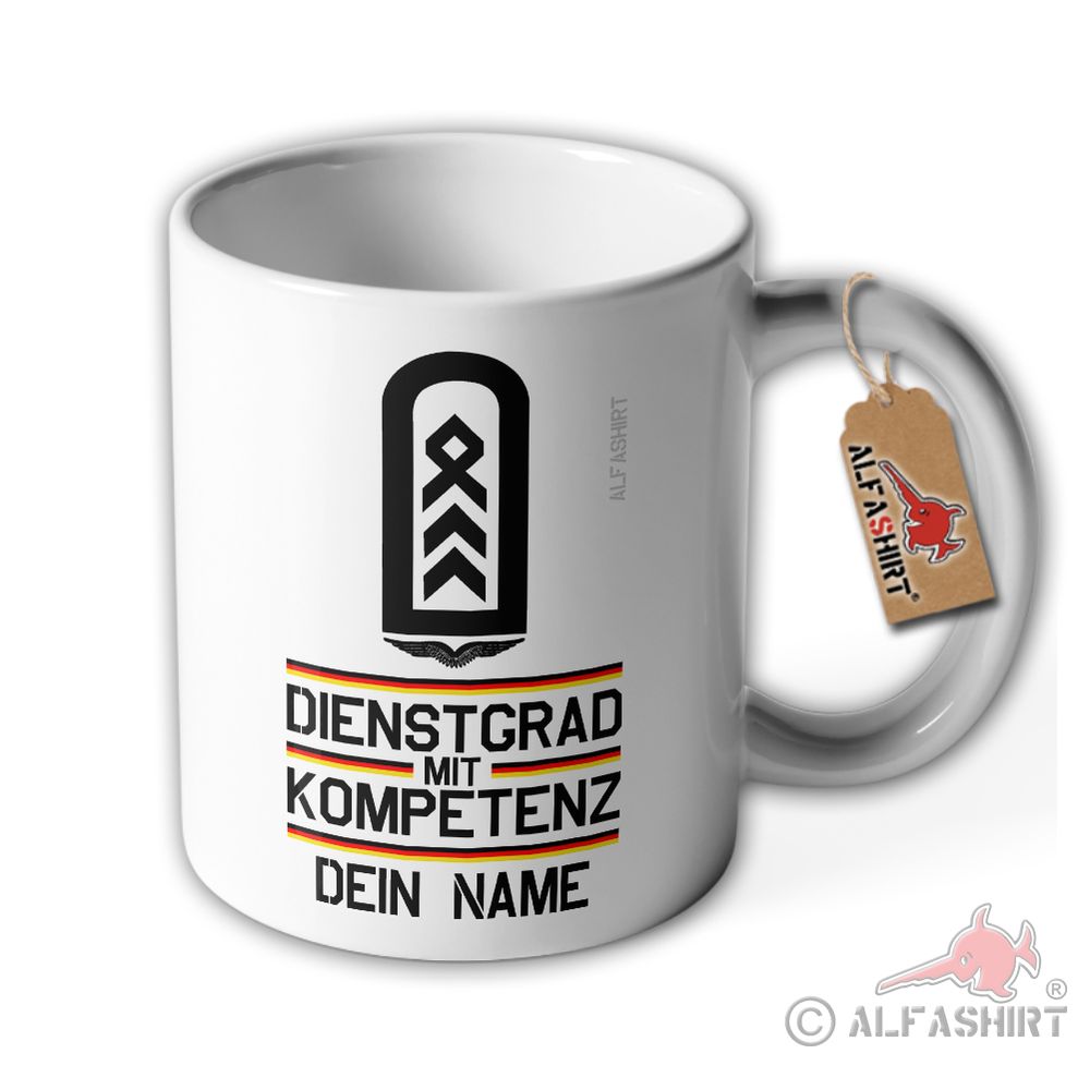 Tasse Oberstabsfeldwebel Luftwaffe Kompetenz Dienstgrad personalisiert Bundeswehr Schulterklappe #40538