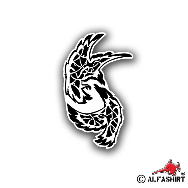 Sticker Odin's Raven Hugin Viking Germanic Crow 7x4cm A734