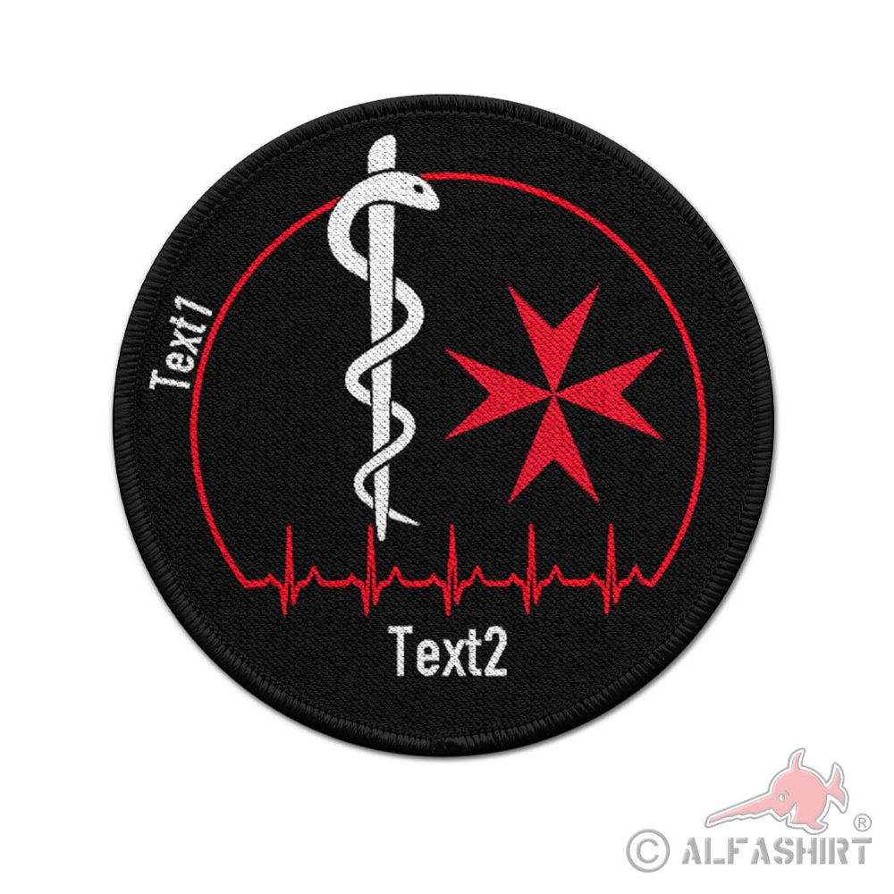 Patch Rund 7,5cm personalisierbar Äskulap Schlange Medizin Sanitäter #44410
