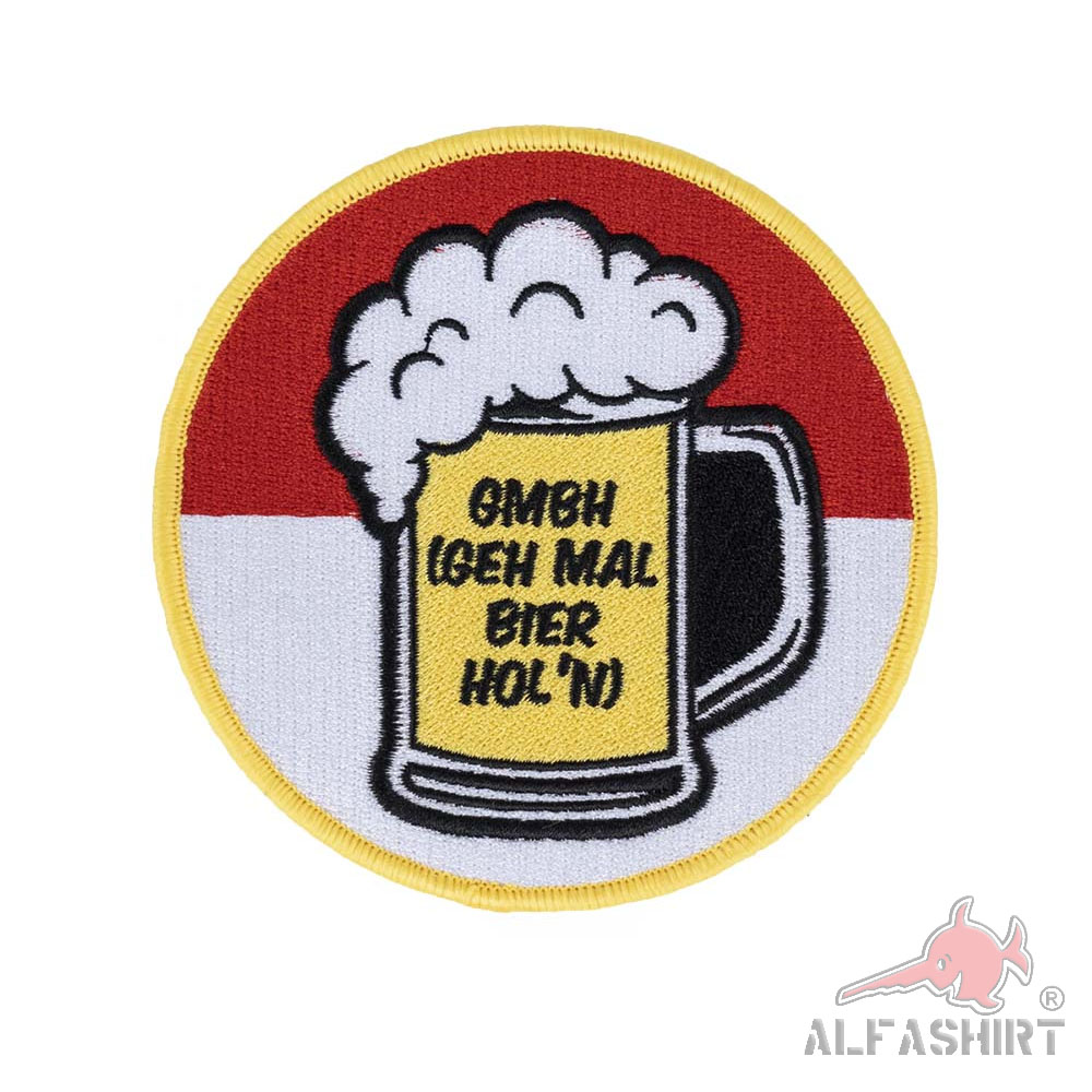 GESTICKT Patch GMBH Geh mal Bier holen Köln Franken rot Colonia10x10cm#43647