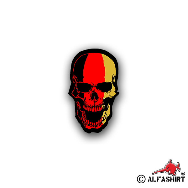 Sticker black red gold Oldschool Tuning Biker skull 7x4cm A1852