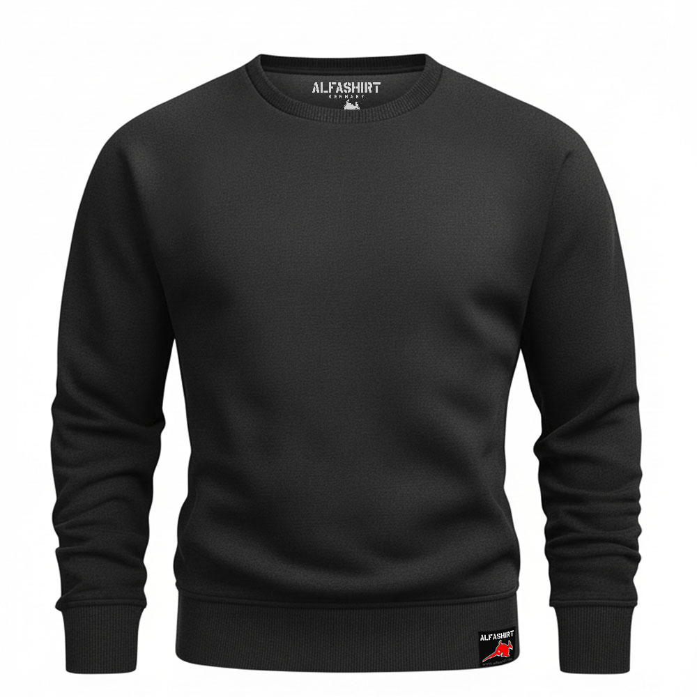 Pullover Pulli Sweatshirt Blanko Alfashirt schwarz #15985