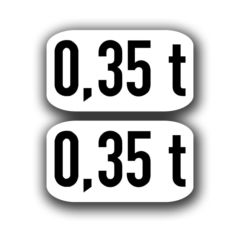 Sticker set of 2 0.35 t tons 7x12.6cm wiped payload loading A6919