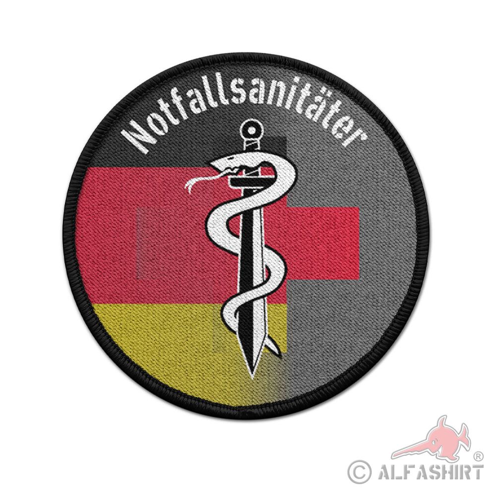 Patch Notfallsanitäter Schlange Äskulap Schwert Deutschland Flagge Kreuz #42582