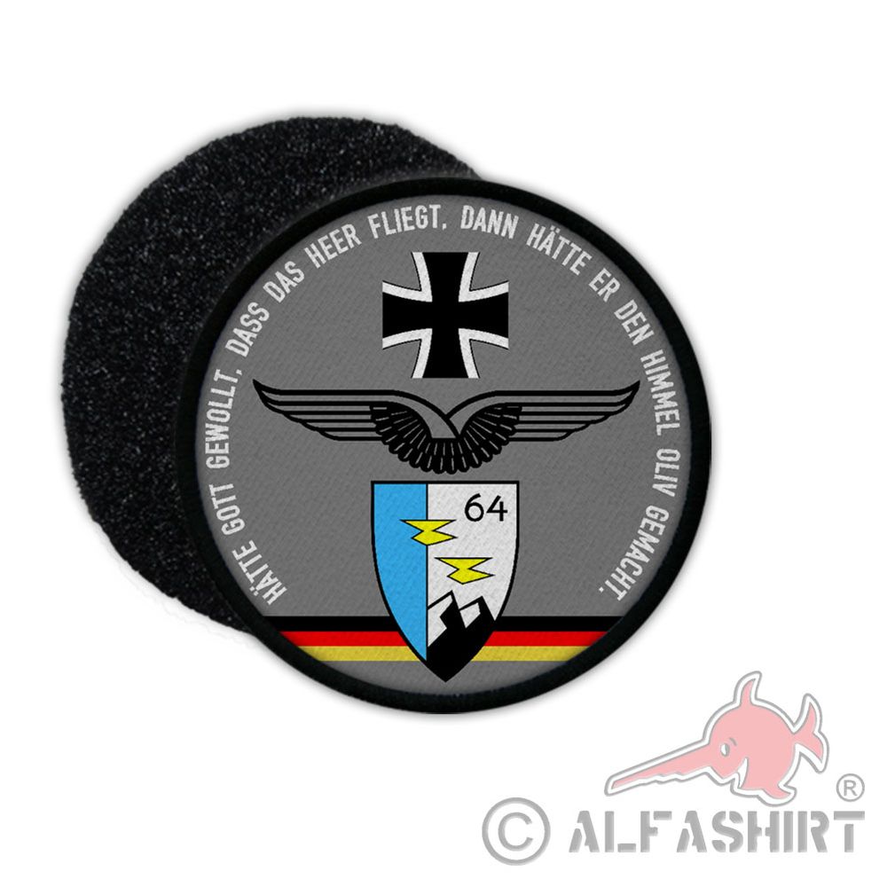 9cm Patch HSG 64 Hätte Gott gewollt Hubschraubergeschwader Luftwaffe #34139