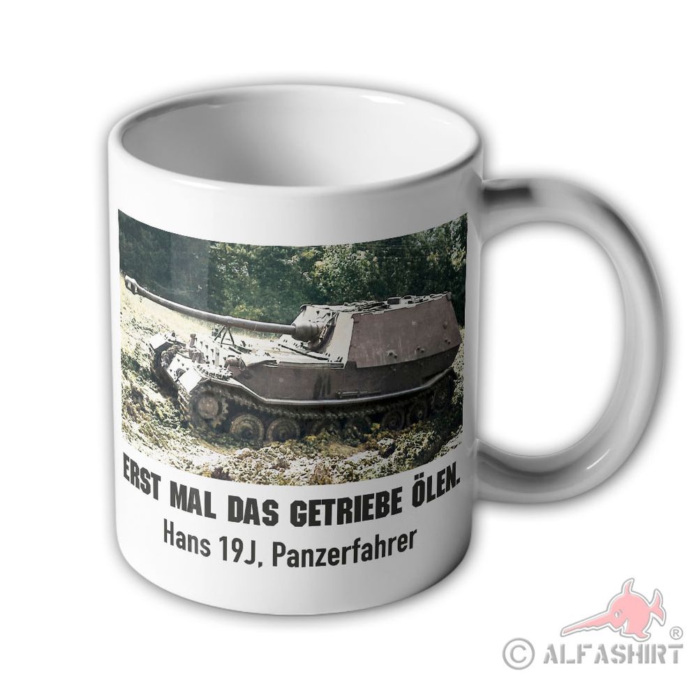 Tasse Panzer Ferdinand Fahrer Getriebe ölen Jagdpanzer Tiger Fun Humor #43650