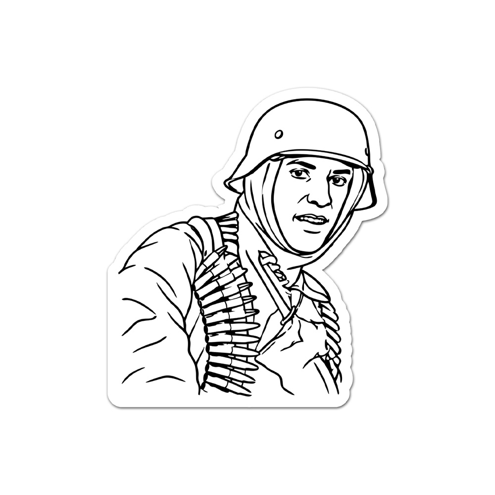 Aufkleber 7x6cm Hans get ze Flammenwerfer Meme Soldat #A7475