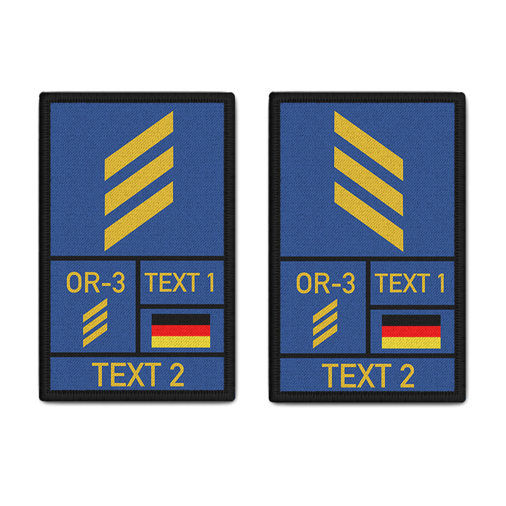 Rank Patch Set 9,8x6cm Hauptgefreiter Marine mit Namen Bundeswehr BW#47189