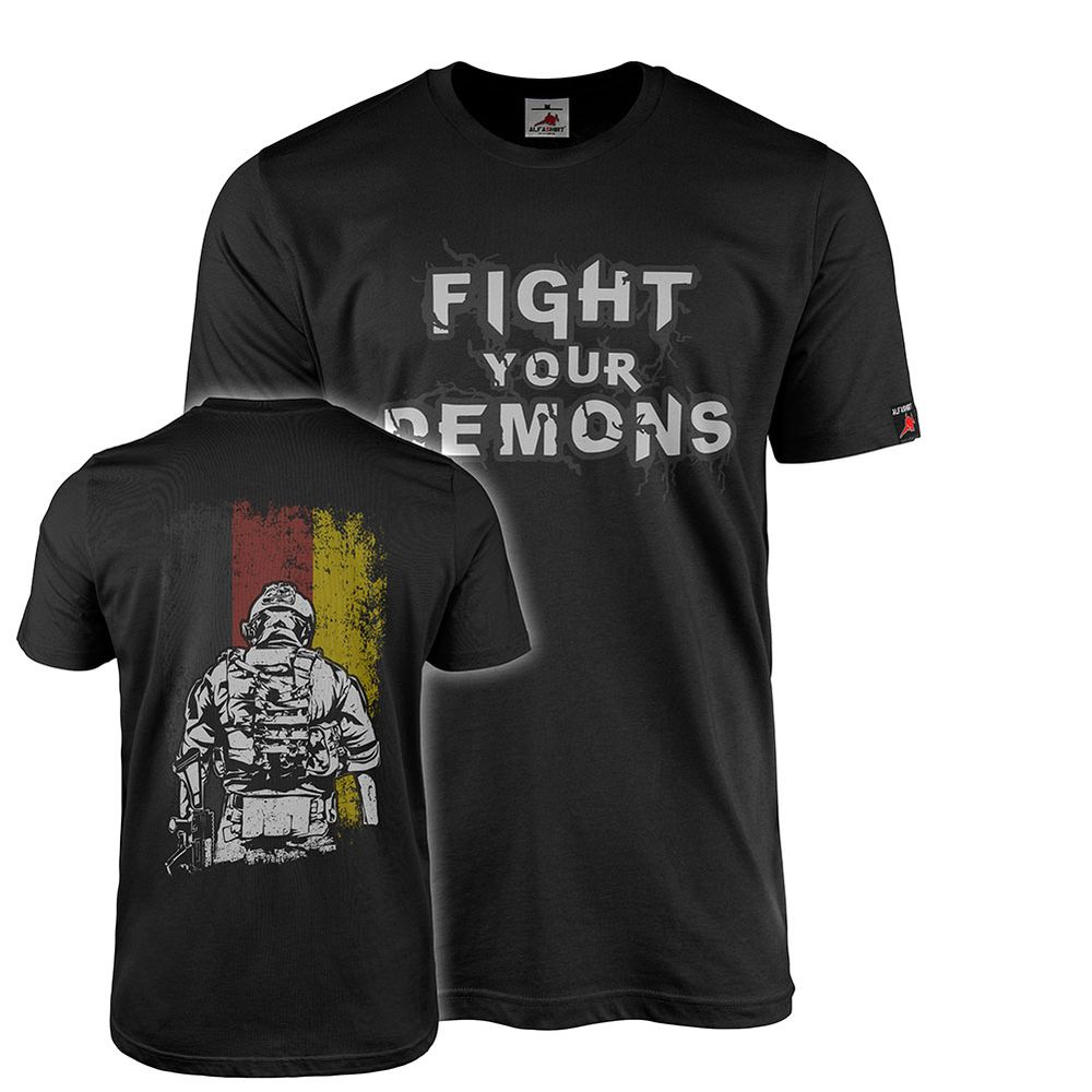 Fight your Demons Ptsd PTSD Stress Disorder Bundeswehr Veteran T-Shirt#43522