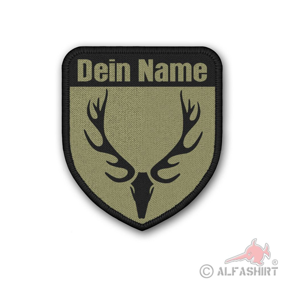 Patch Personalisiert Jäger Abzeichen Förster Hirsch Geweih Dein Name #40610