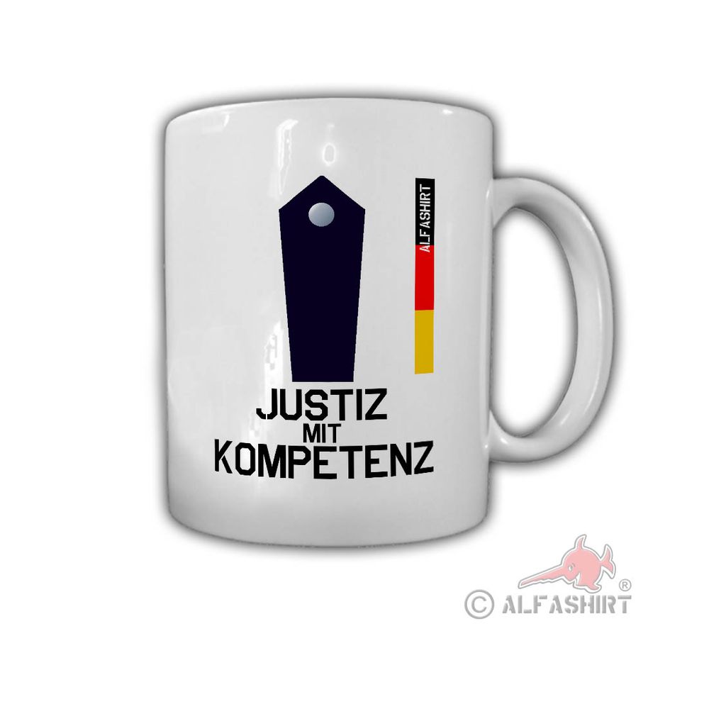 Tasse Justiz mit Kompetenz Tasse Schulterklappe Wärter Job Dienstzeit #30601