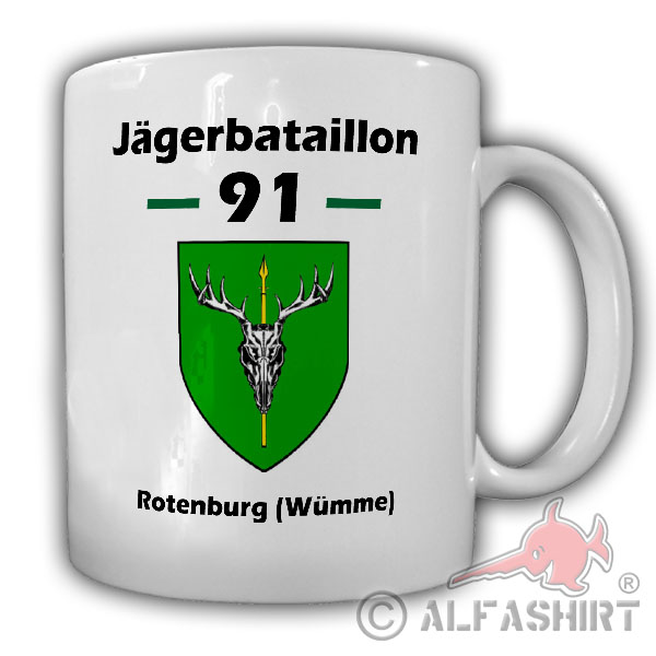 JgBtl 91 Jägerbataillon BW Jäger Infanterie Heer Wappen - Tasse Becher #18134