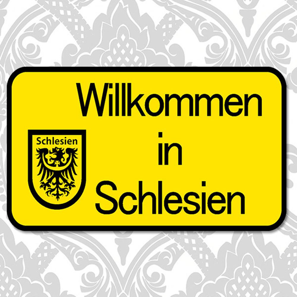 Aufkleber/Sticker Willkommen in Schlesien Wappen Abzeichen Emblem 20x10cm #A524
